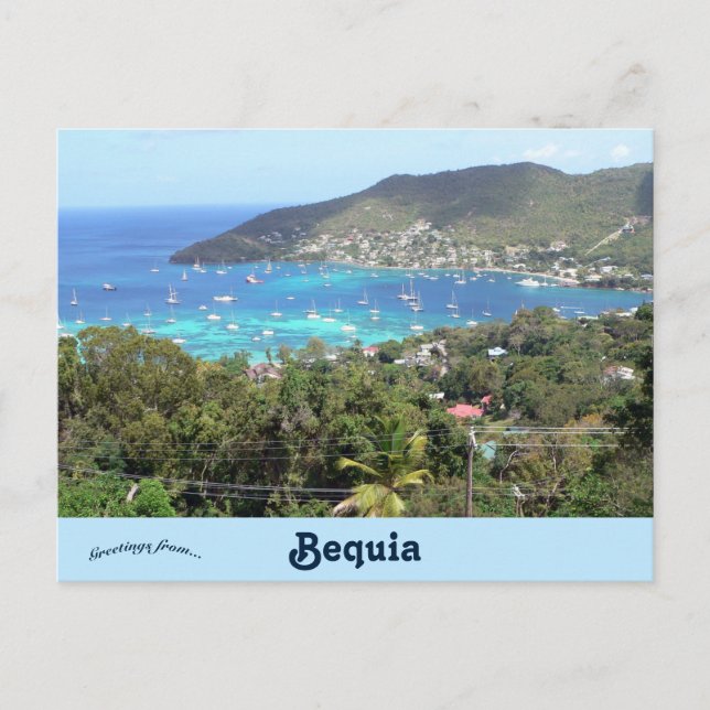 Carte Postale Bateaux dans le port de Bequia (Devant)