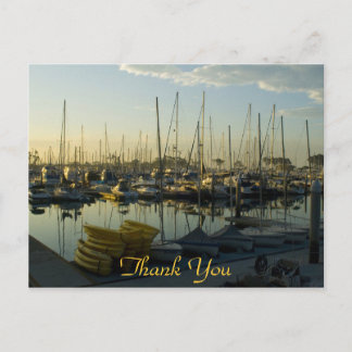 Carte Postale bateaux dans le port, Merci