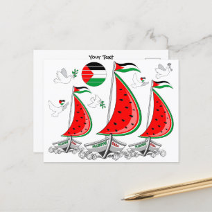 Carte Postale Bateaux de la Flottille de la Liberté Mondiale à G