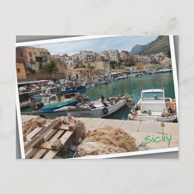 Carte Postale Bateaux de pêche dans le port de Castellammare del (Devant)