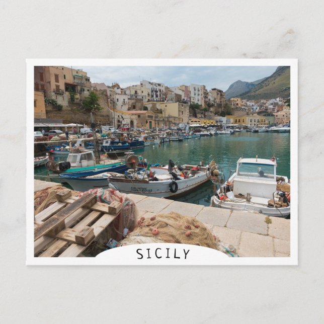 Carte Postale Bateaux de pêche dans le port de Castellammare del (Devant)
