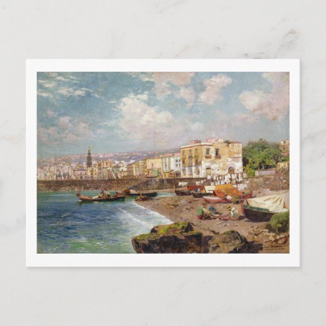 Carte Postale Bateaux de pêche sur la plage à Marinella, Naples  (Devant)