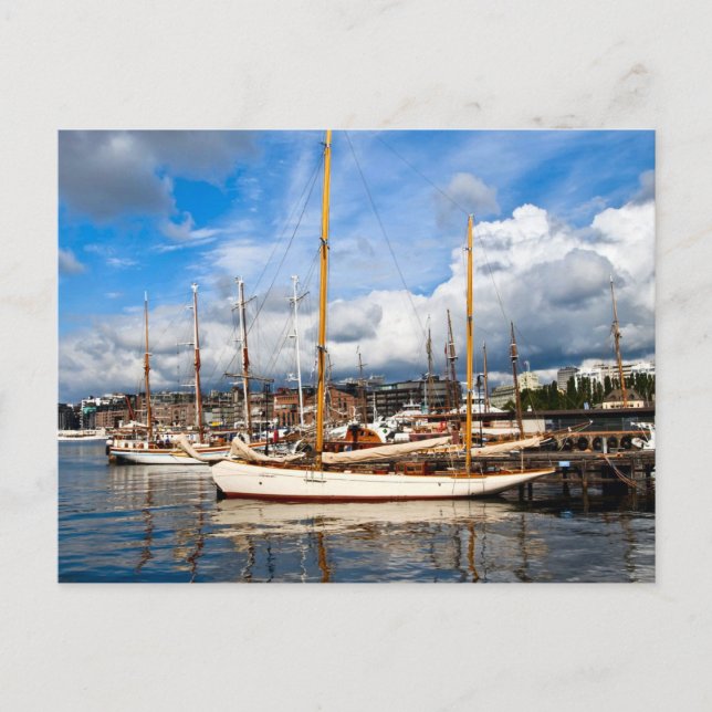 Carte Postale Bateaux d'Oslo dans la marina (Devant)