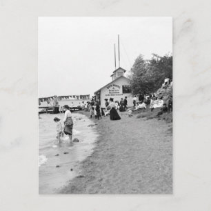 Carte Postale Bath House, île Bois Blanc, MI 1903
