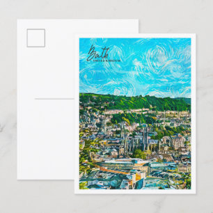 Carte Postale Bath Royaume-Uni Belle peinture à l'huile ville