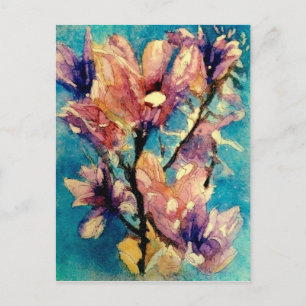 Carte Postale Batik d'aquarelle japonais Magnolia
