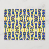 Batik tribal - Acier bleu, gris et jaune