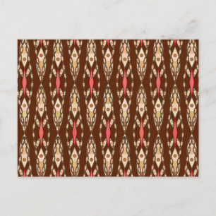 Carte Postale Batik tribal - Brown, Tan et Coral