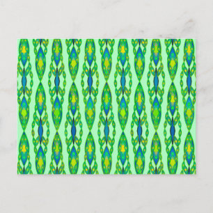 Carte Postale Batik Tribal - Menthe, Émeraude et Bleu