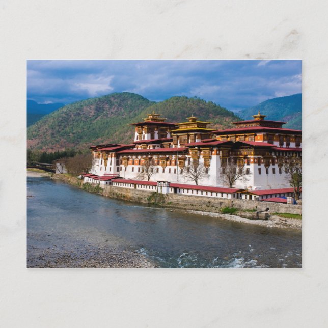 Carte Postale Bâtiment De Dzong En Rivière (Devant)