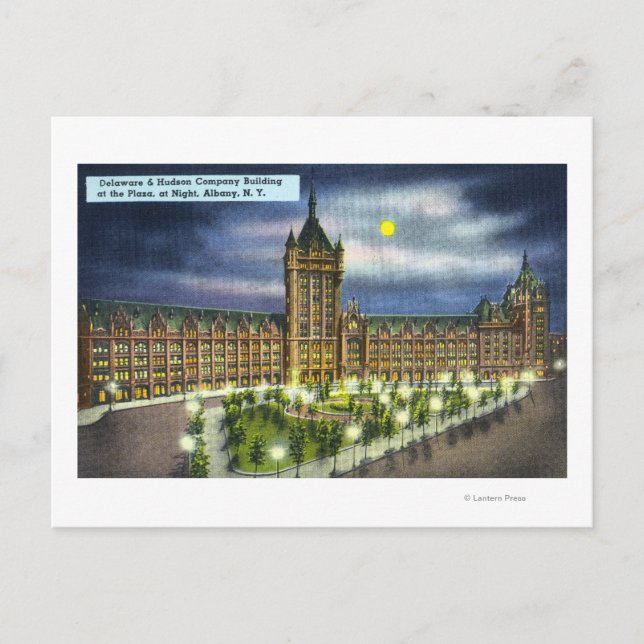 Carte Postale Bâtiment Delaware et Hudson Co. à la nuit (Devant)