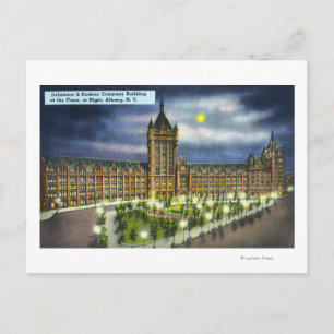 Carte Postale Bâtiment Delaware et Hudson Co. à la nuit
