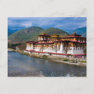 Carte Postale Bâtiment Dzong au bord de la rivière