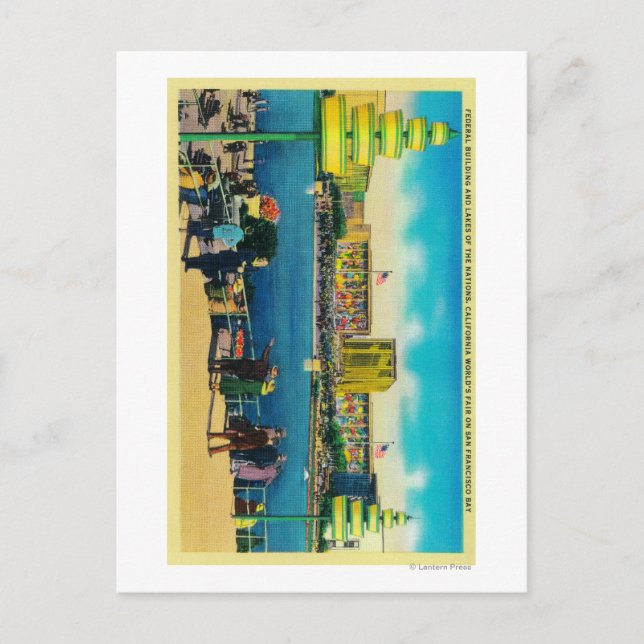 Carte Postale Bâtiment fédéral et lacs des Nations (Devant)