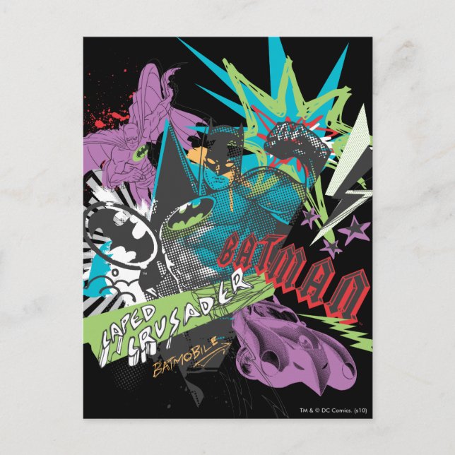 Carte Postale Batman Caped Crusader Neon Collage (Devant)
