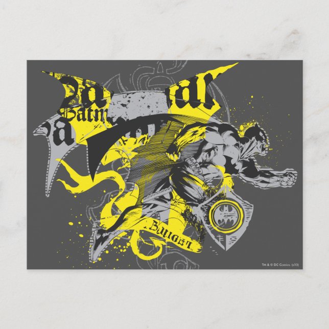 Carte Postale Batman Collage noir et jaune (Devant)