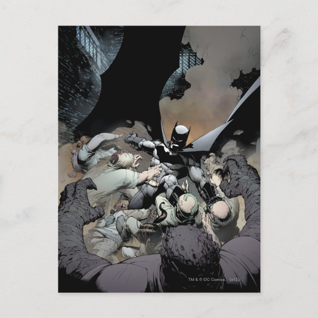 Carte Postale Batman Combattre les ennemis de l'arc (Devant)