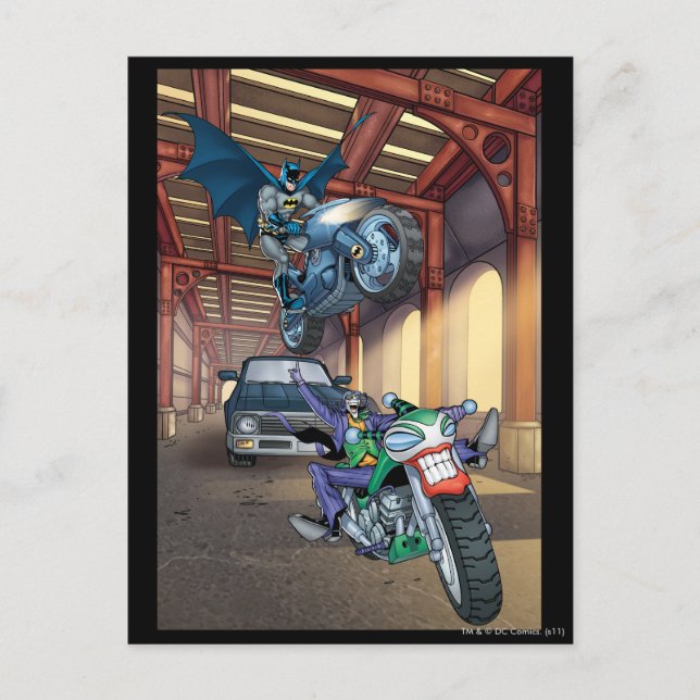 Carte Postale Batman & Joker - Motos à cheval (Devant)