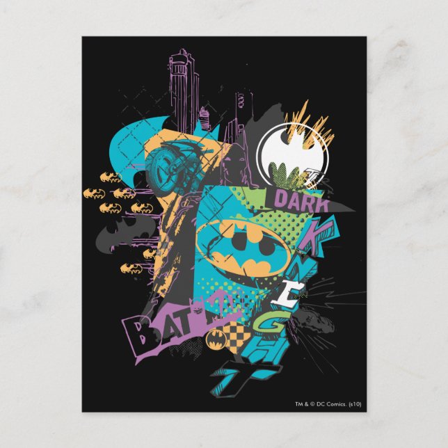 Carte Postale Batman Neon The Dark Knight Collage (Devant)