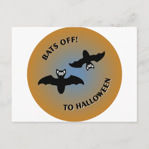 Carte Postale Bats d'Halloween bleu orange