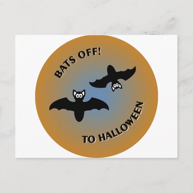 Carte Postale Bats d'Halloween bleu orange (Devant)
