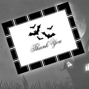 Carte Postale Bats Halloween Merci noir