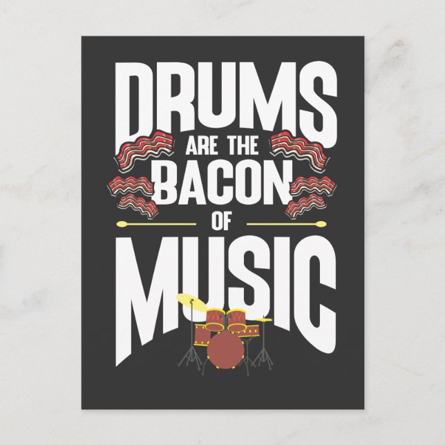 Carte Postale Batterie Bacon Musique Instrument Drummer Percussi (Devant)