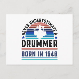 Carte Postale Batteur né 1948 80e anniversaire Drumming Cadeau p