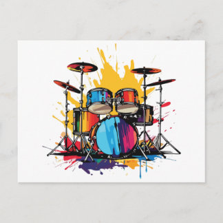 Carte Postale Batteur Peinture Éclaboussure Éclaboussures Batter