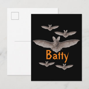 Carte Postale Batty Batty Vintage chauves Noir et Orange