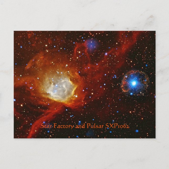 Carte Postale Bauble céleste - Nebula N90 et Pulsar SXP1062 (Devant)