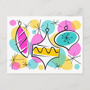 Carte postale Baubles Arbre rétro