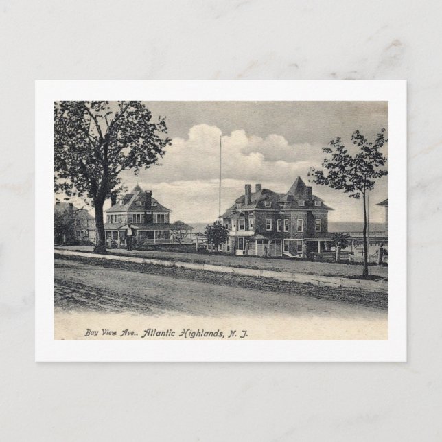 Carte Postale Bay View Ave, Atlantic Highlands, NJ Vintage (Devant)