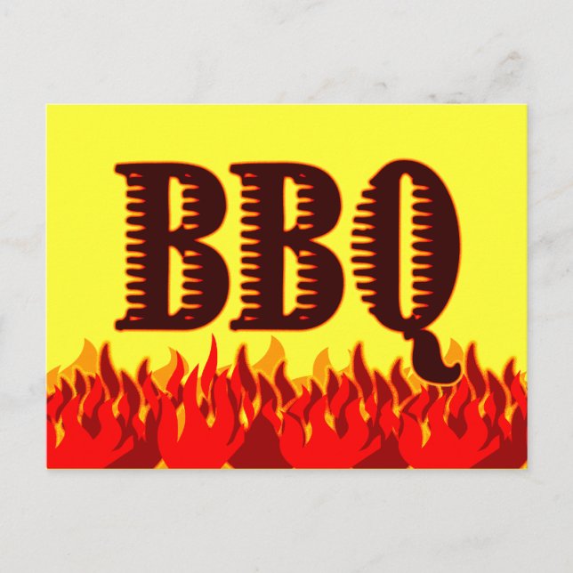 Carte postale BBQ Red Flames personnalisée Recette (Devant)