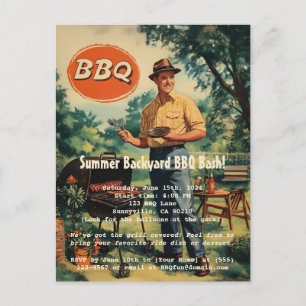Carte Postale BBQ vintage : Écran de cuisine Jardin classique