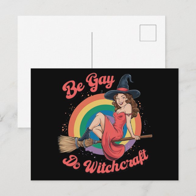 Carte Postale Be Gay Do Witchcraft Gay pride Witch Halloween (Devant / Derrière)
