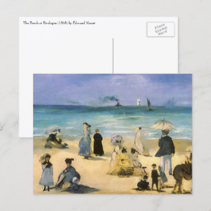 Carte Postale Beach at Boulogne by Edouard Manet, Vintage Art