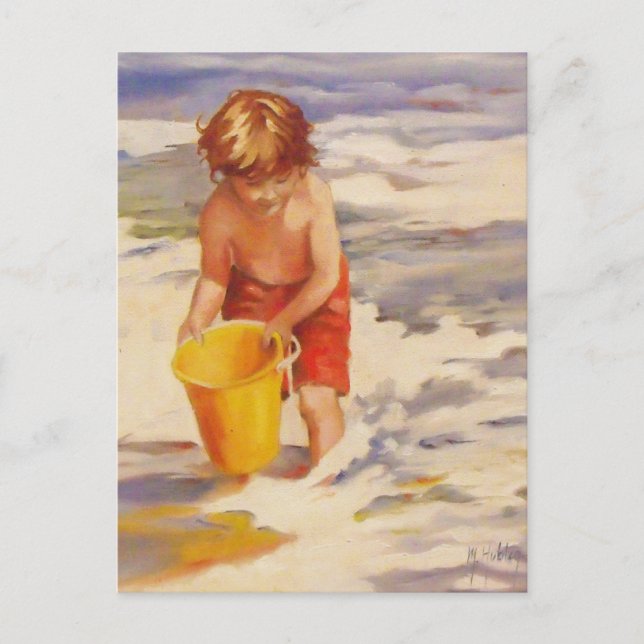 Carte Postale Beach Boy Enfant dans les vagues de l'océan (Devant)
