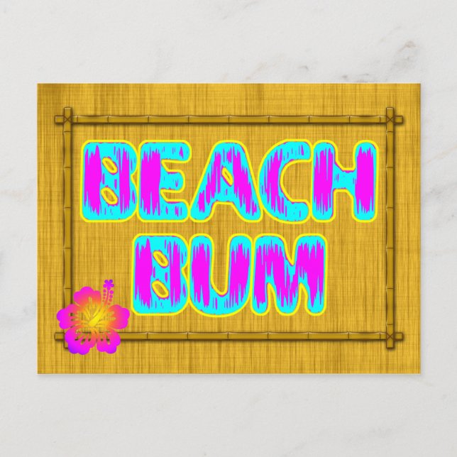 Carte Postale Beach Bum Funny Dire rose et Turquoise (Devant)