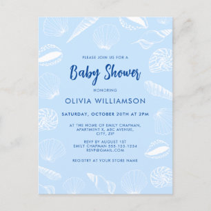 Carte Postale Beach Ocean Sea Shells Boy Baby shower