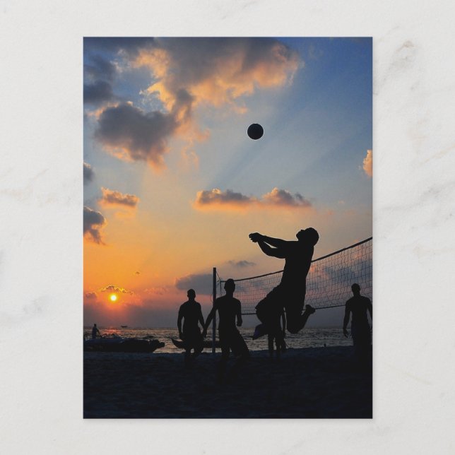 Carte Postale Beach Volley au coucher du soleil (Devant)