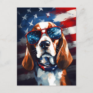 Carte Postale Beagle 4 juillet fête de l'indépendance