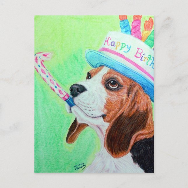 Carte Postale Beagle d'anniversaire (Devant)