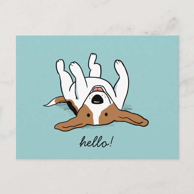 Carte Postale Beagle de dessin animé mignon avec texte personnal (Devant)