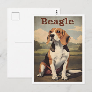 Carte Postale Beagle Dog Vintage Art
