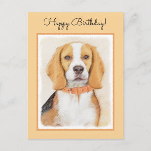 Carte Postale Beagle Hound Dog Peinture Animal Art original
