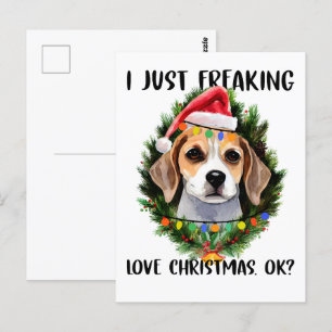 Carte Postale Beagle Je viens de freaking Love Noël Ok Noël
