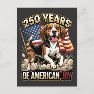 Carte Postale Beagle Patriotique – 250 Ans de Joie Américaine