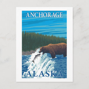 Carte Postale Bear Fishing in River - Anchorage, Alaska