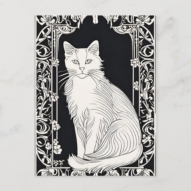Carte postale Beardsley Style Chat (Devant)
